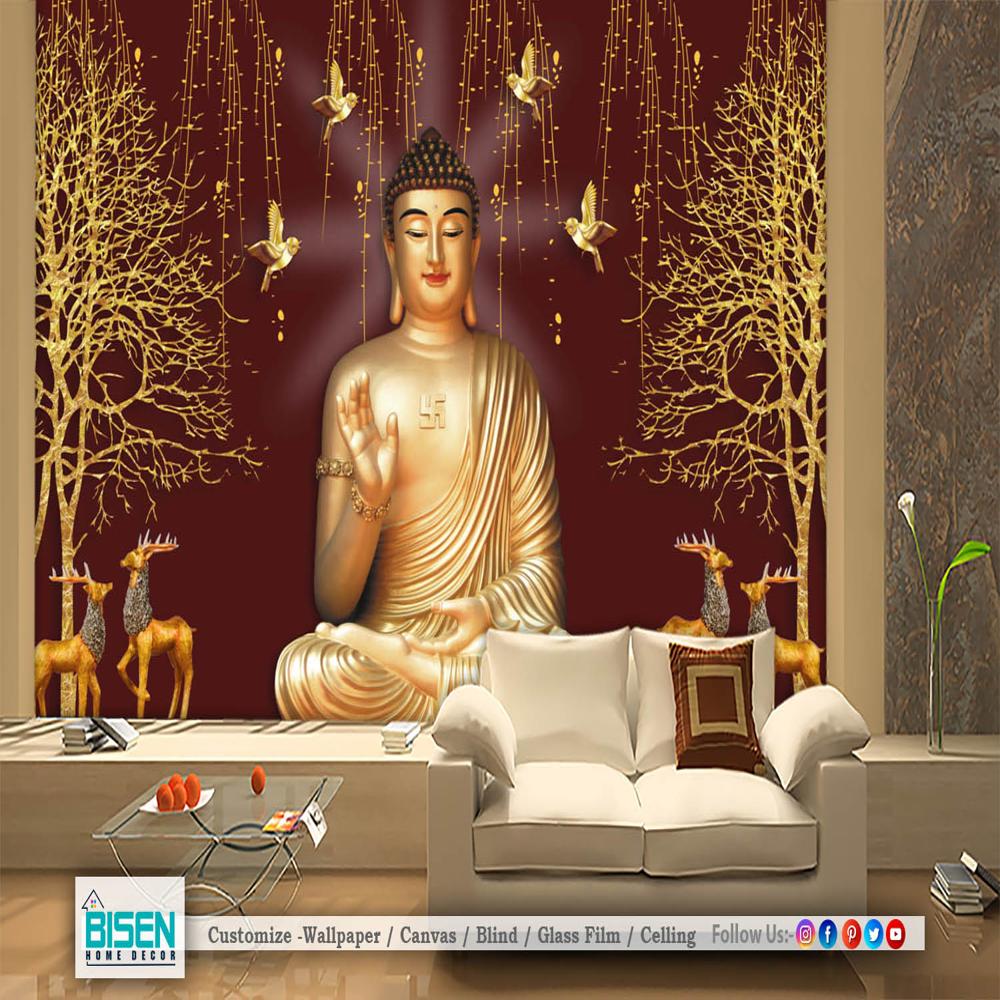 3d Buddha Wallpaper - Material: Non Woven