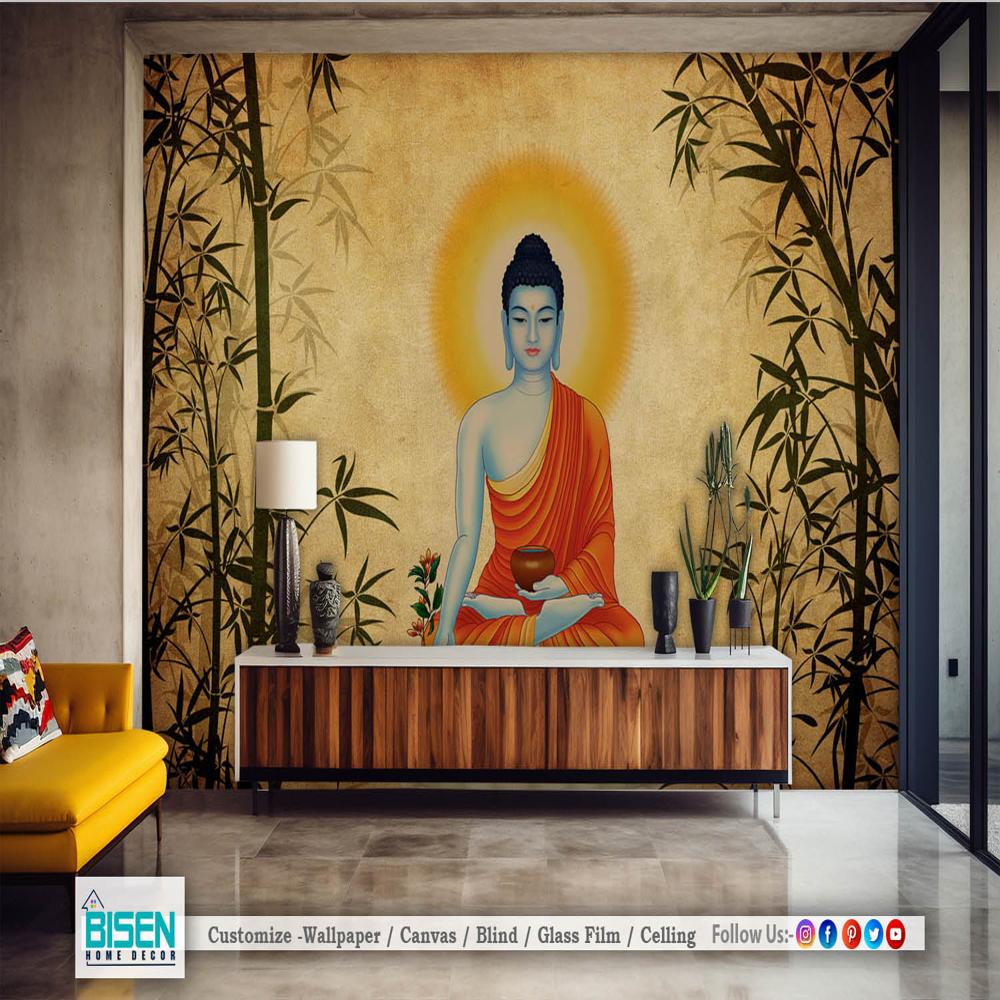 3d Buddha Wallpaper - Material: Non Woven