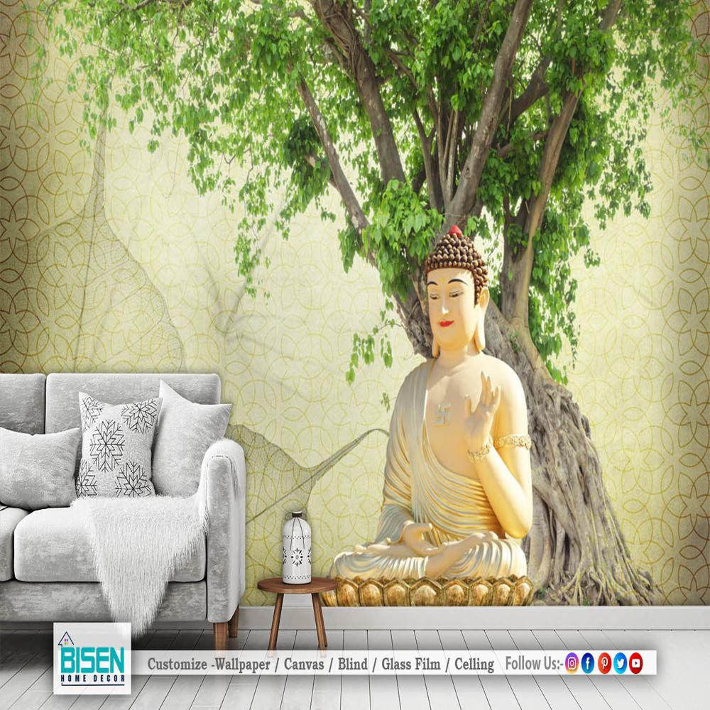 3d Buddha Wallpaper - Material: Non Woven