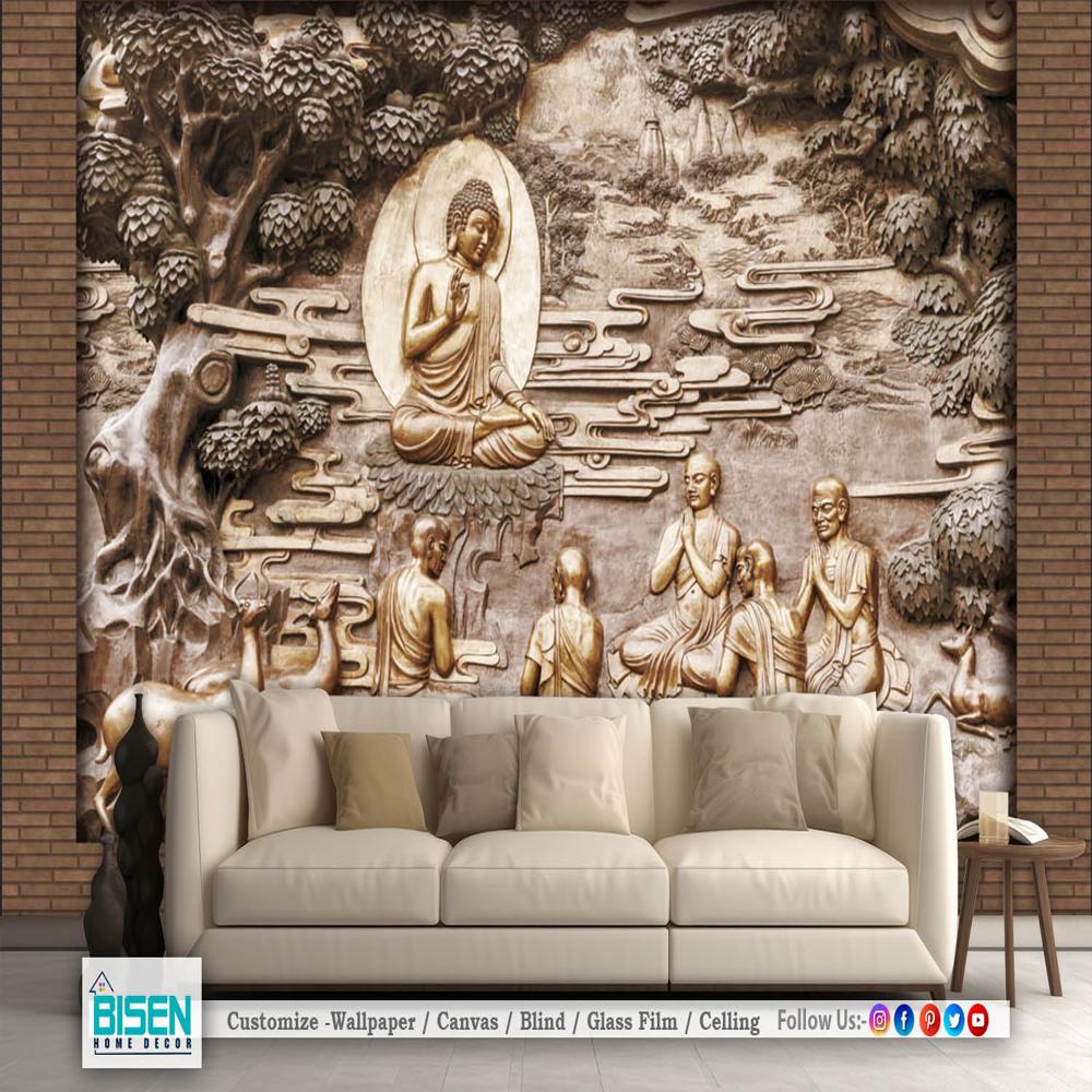3d Buddha Wallpaper - Material: Non Woven