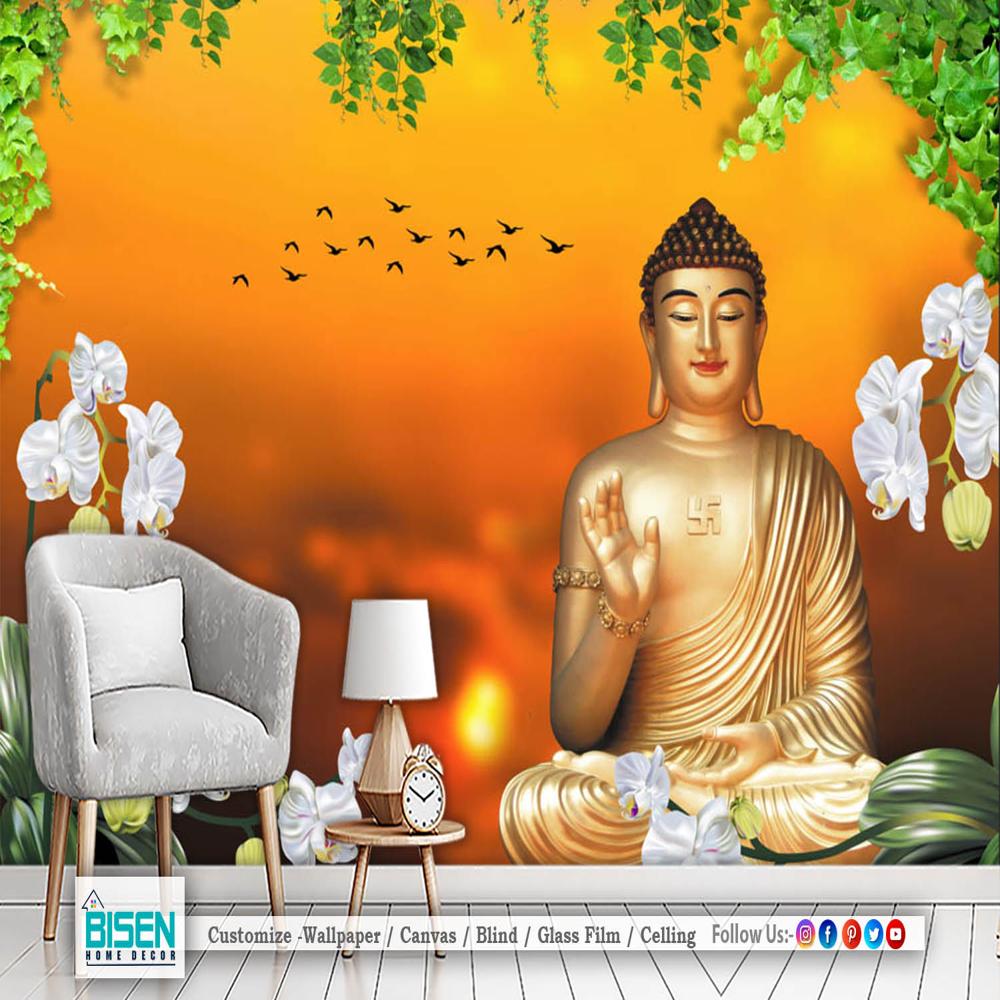 5d Buddha Wallpaper - Material: Non Woven