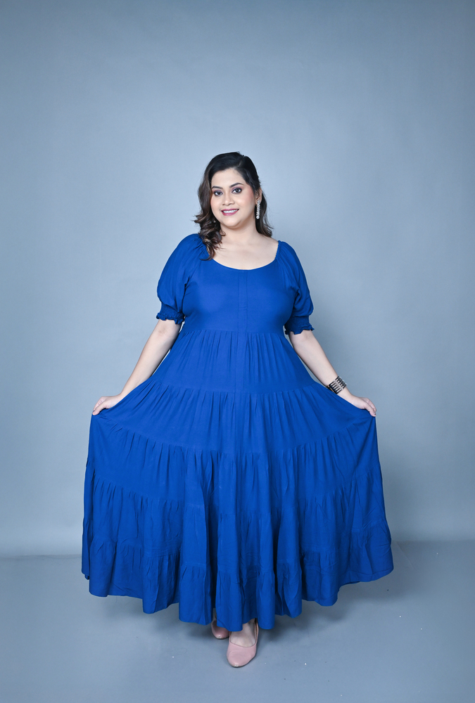 Blue Flared Maxi Gown Manufacturer in india