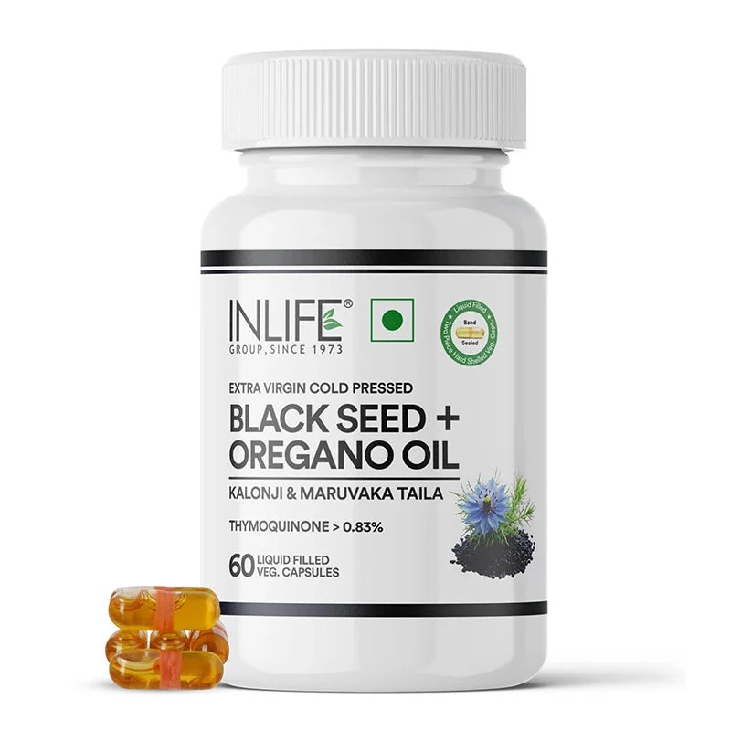 Inlife Black Seed Oil & Oregano Oil 60 Veg Capsules - Best Before: 26 Months