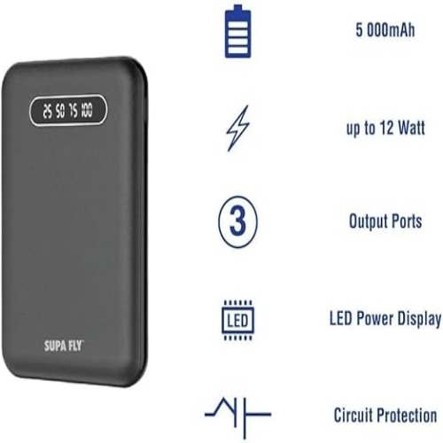 Black Mini Compact Portable 5000mAh Power Bank