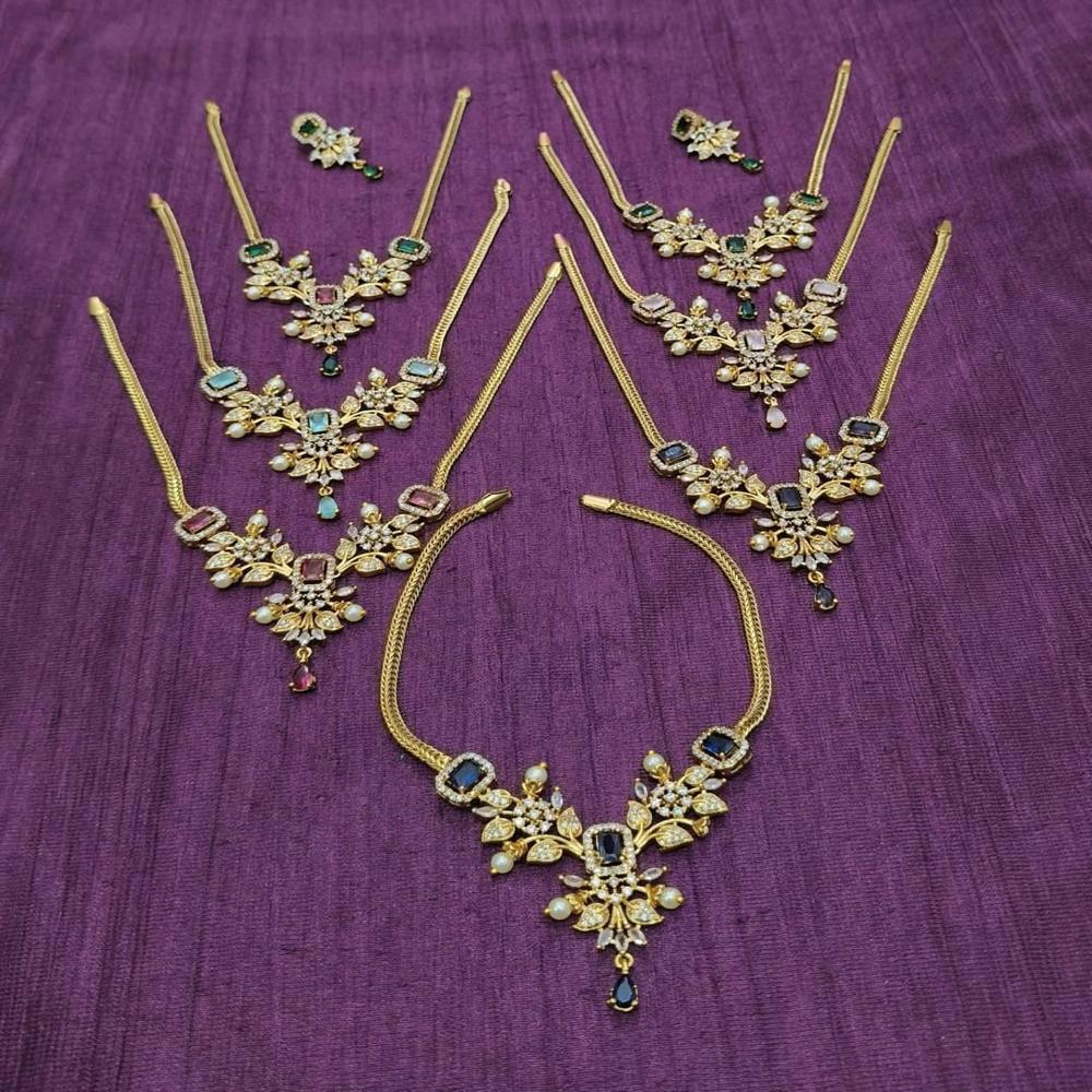 Swarna Navratna Bloom Necklace Set - Gender: Women