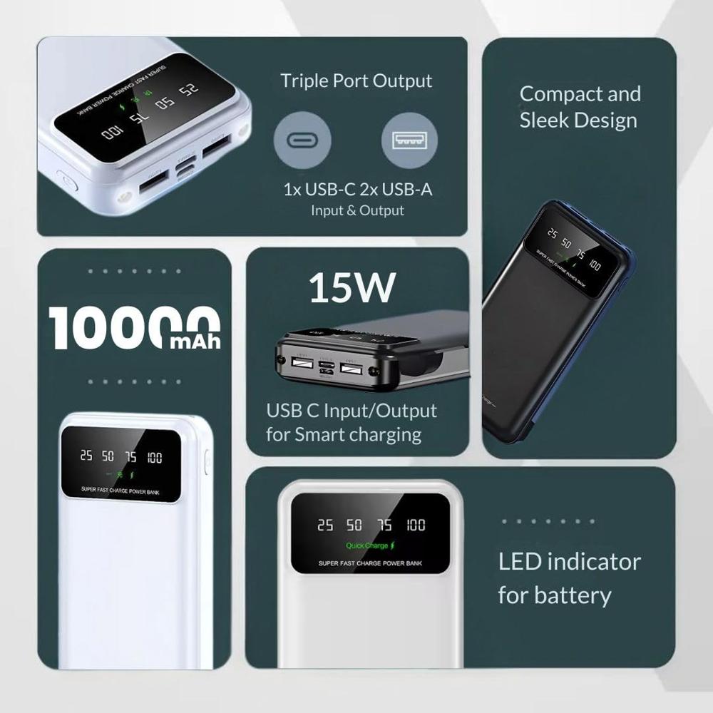 4-IN-1 10000 mAh Powerbank With Inbuilt Cable