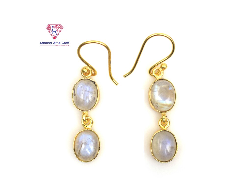 Brass With 18k Gold Plated Multi Gemstone Hoop Earring Mixed Shape