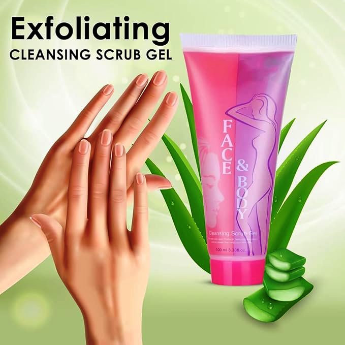 Face and body cleansing scrub gel