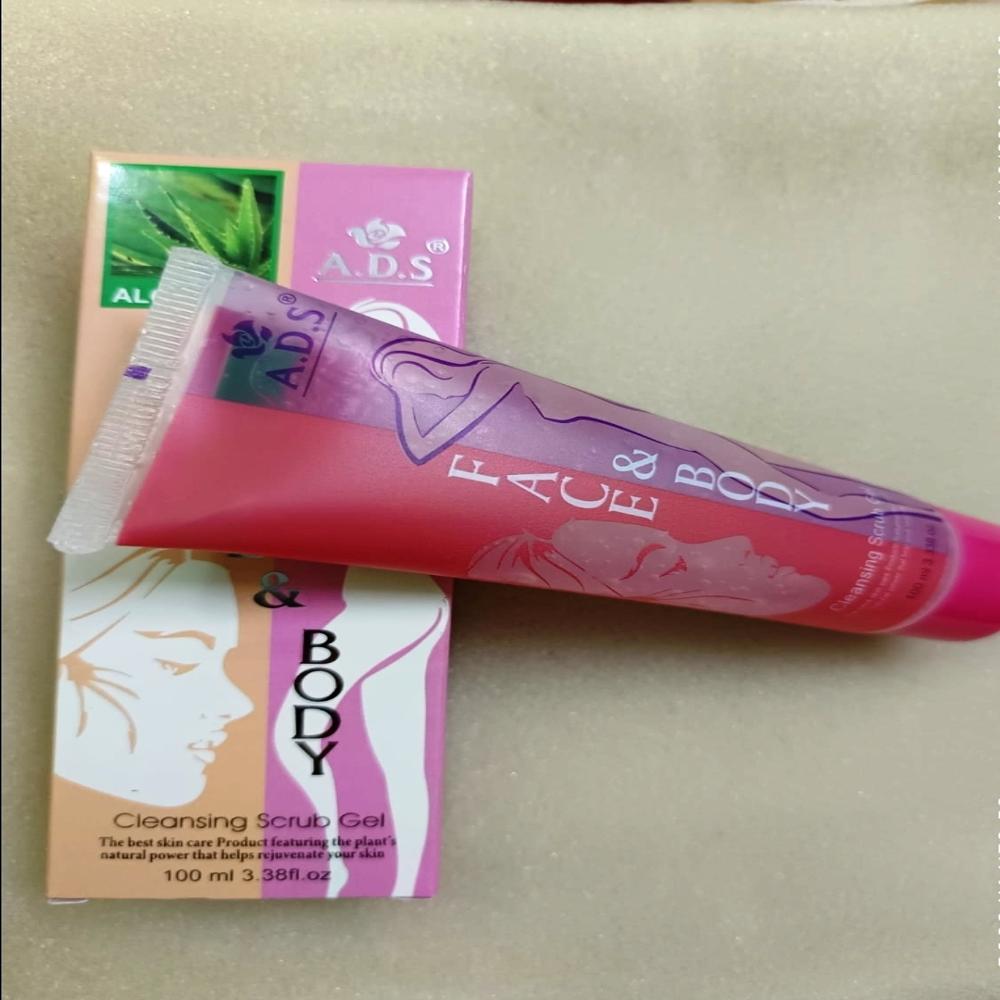 Face and body cleansing scrub gel
