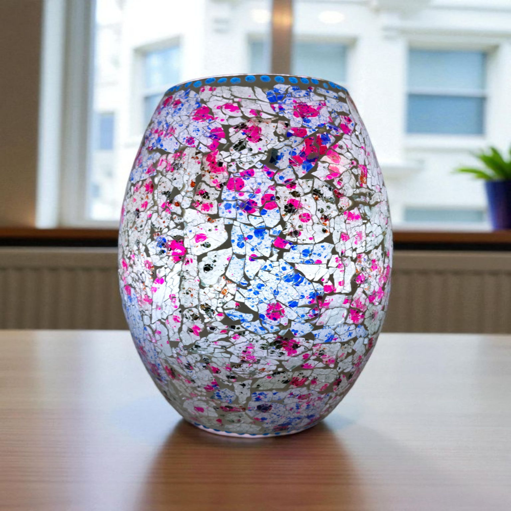 Tuffen Glass Dholak Lamp | Dholak Shape Tuffen Glass Table Lamp | Glass Table Lamp