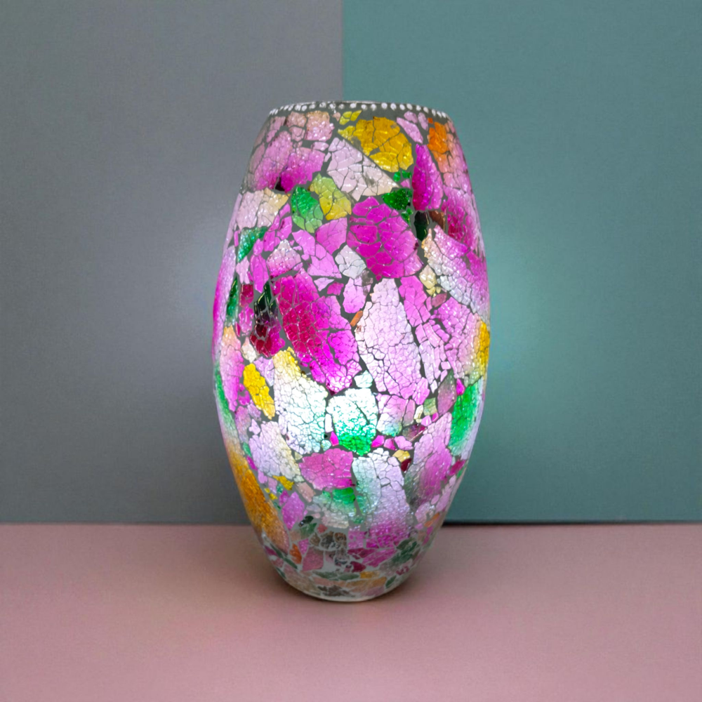 Tuffen Glass Dholak Lamp | Dholak Shape Tuffen Glass Table Lamp | Glass Table Lamp