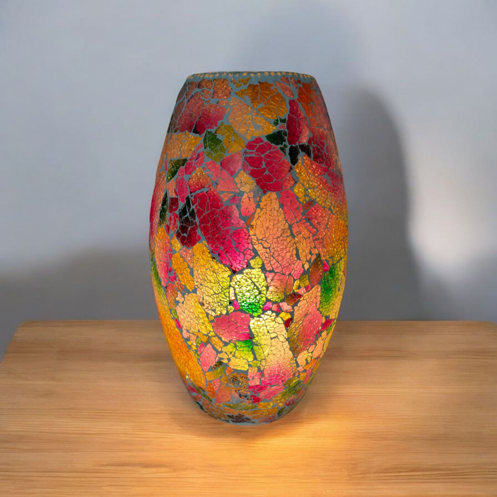 Tuffen Glass Dholak Lamp | Dholak Shape Tuffen Glass Table Lamp | Glass Table Lamp