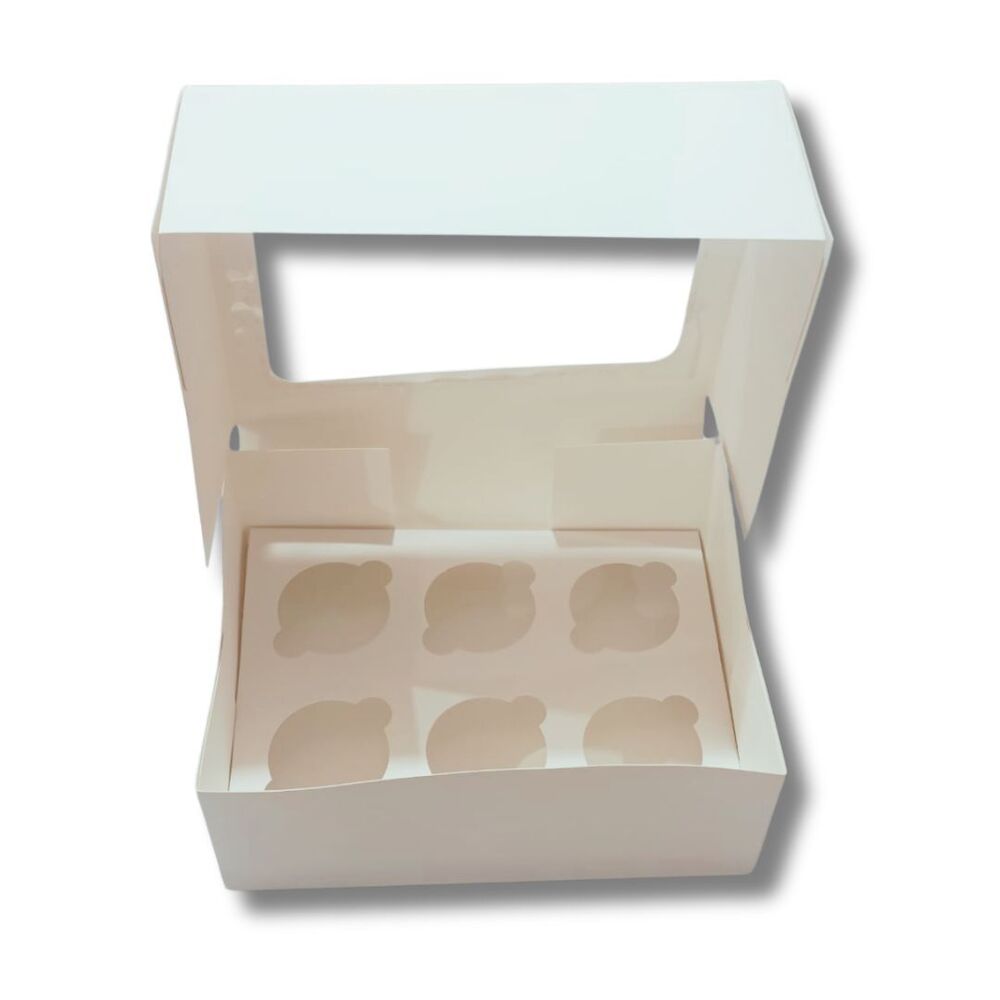 6 Piece Cupcake Box - Color: White