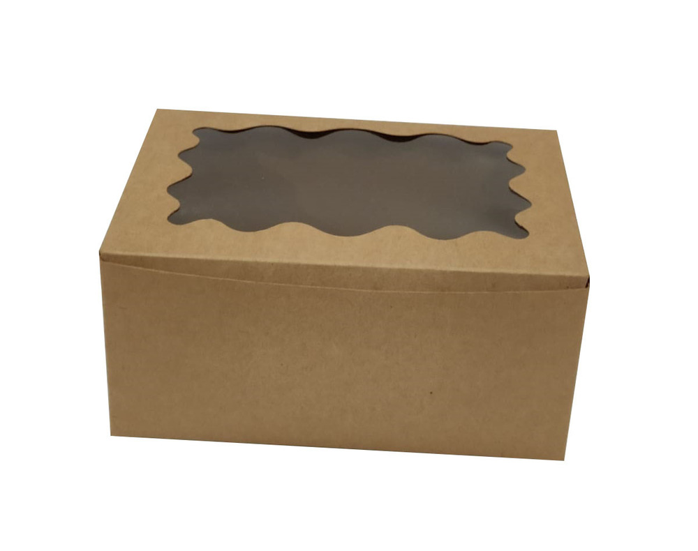 6 Cupcake Box With Window Kraft - Material: Paper