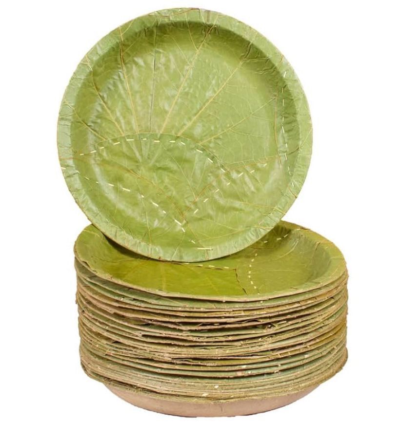 14inch Biodegradable Leaf Plates Pack Of 25 - Color: Green