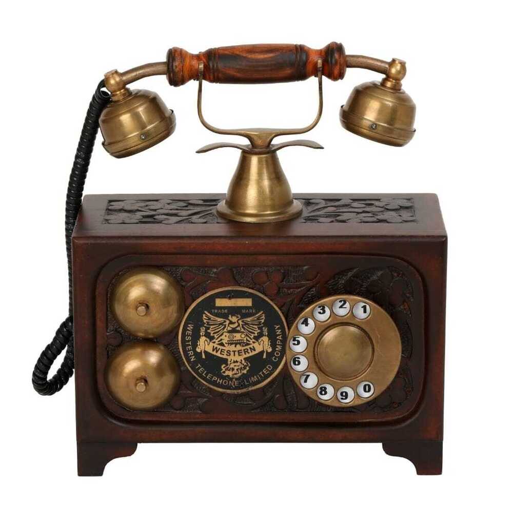 Antique Brass Wooden Dummy Telephone