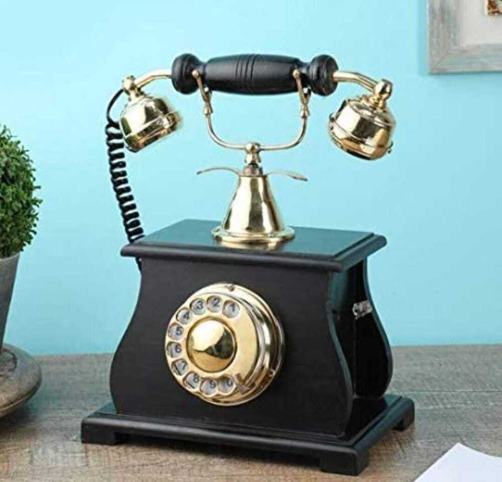 Antique Brass Wooden Dummy Telephone