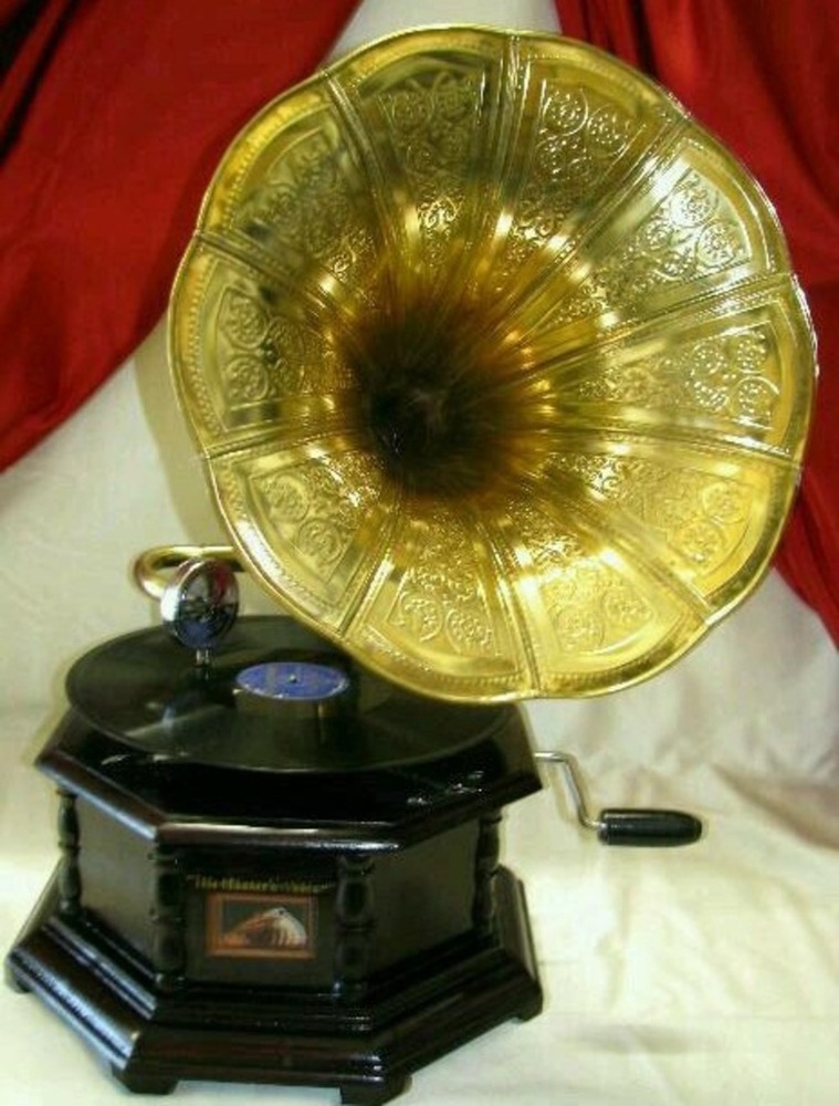 Antique Brass Wooden Gramophone