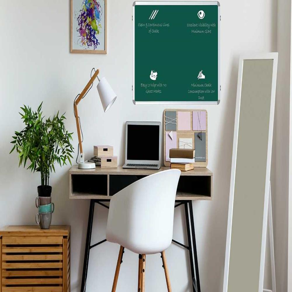 Sds19 Aluminum Frame Green Chalkboard For College - Rectangle Design, All Sizes Available 1x1 To 8x4 | Professional Style For School, Office, Home