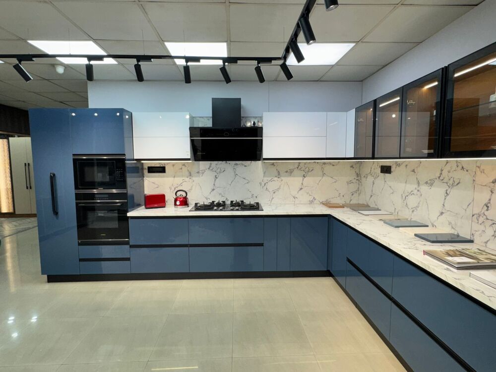 Blue And White Acrylic Kitchen