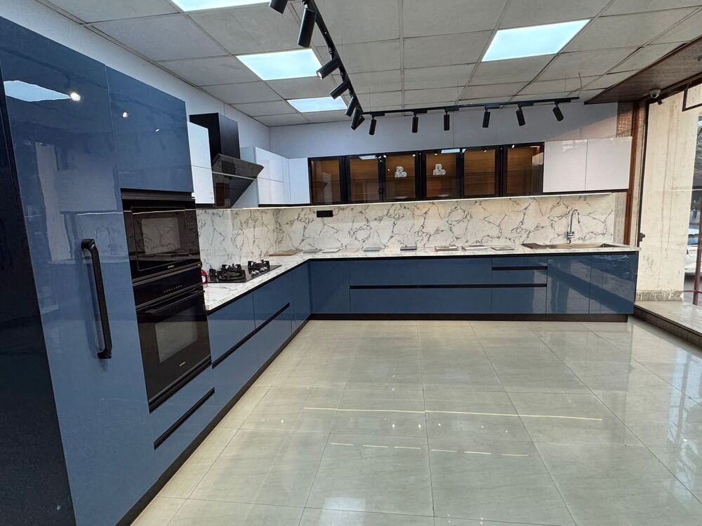 Blue And White Acrylic Kitchen