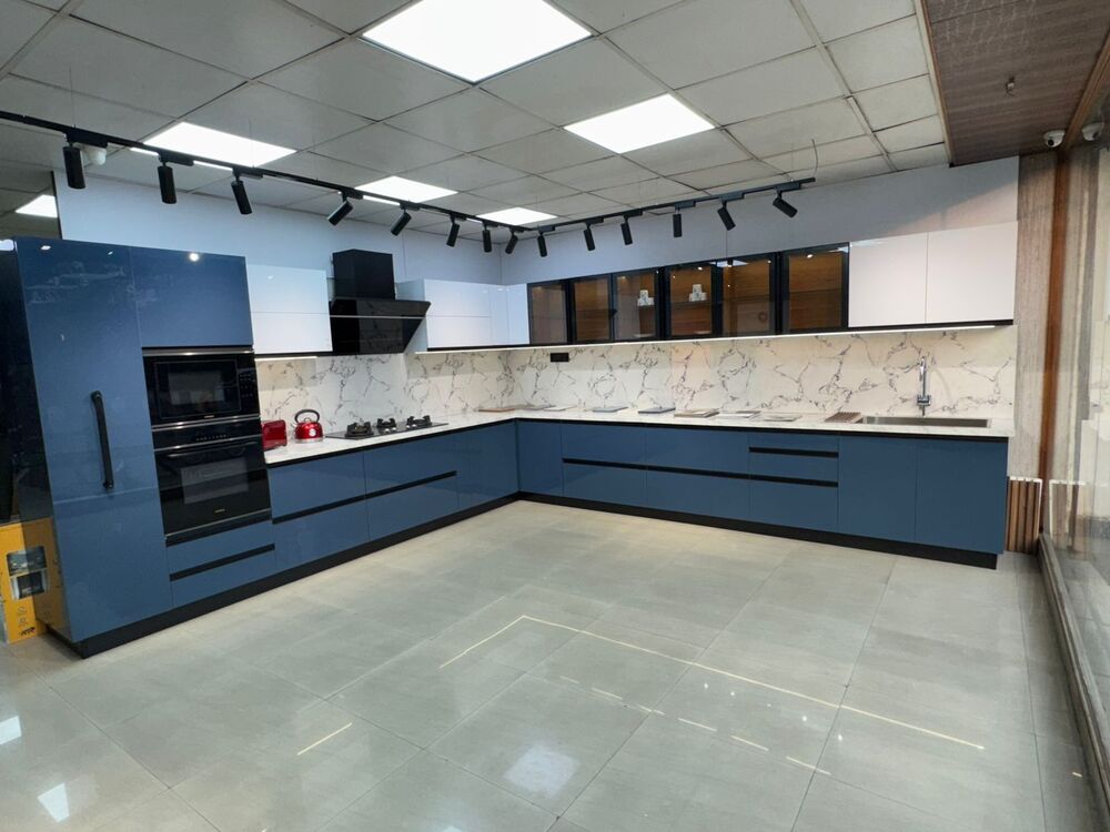 Blue And White Acrylic Kitchen