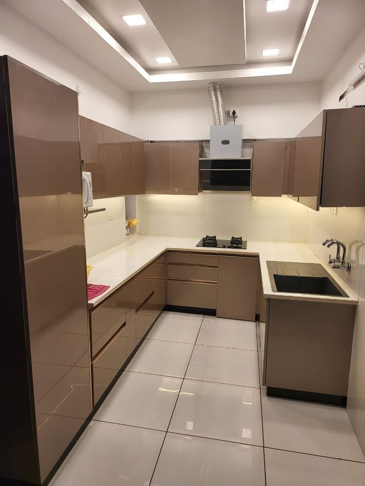 Sand Cross Line Pre Laminated Acrylic Kitchen