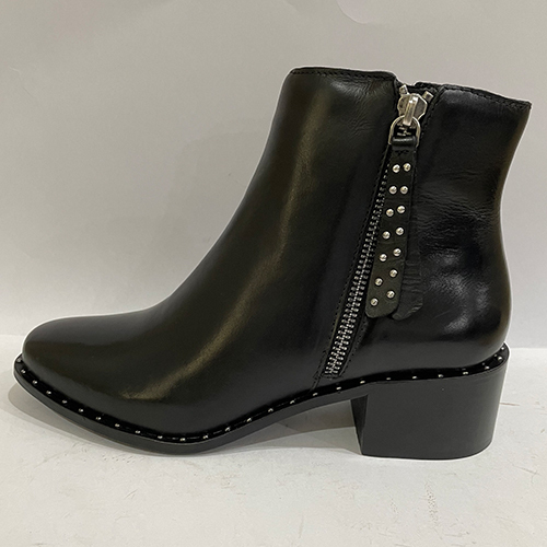 Ladies Black Leather Boots - Design: Fancy