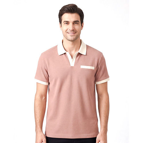 Mens Pink Solid T-Shirt
