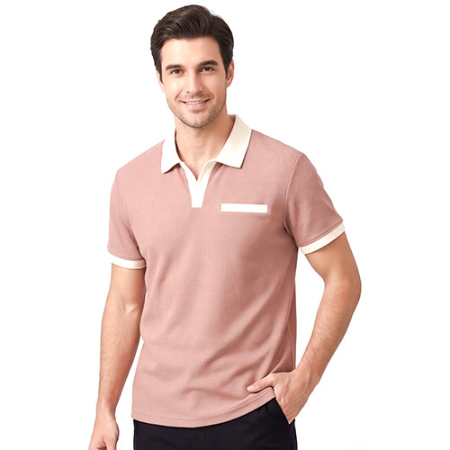 Mens Pink Solid T-shirt - Feature: High Quality