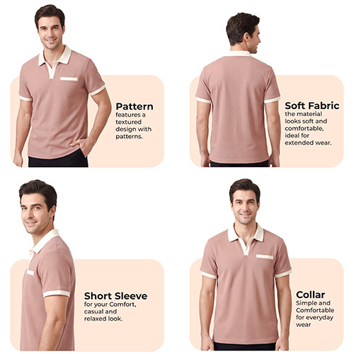 Mens Pink Solid T-shirt - Feature: High Quality