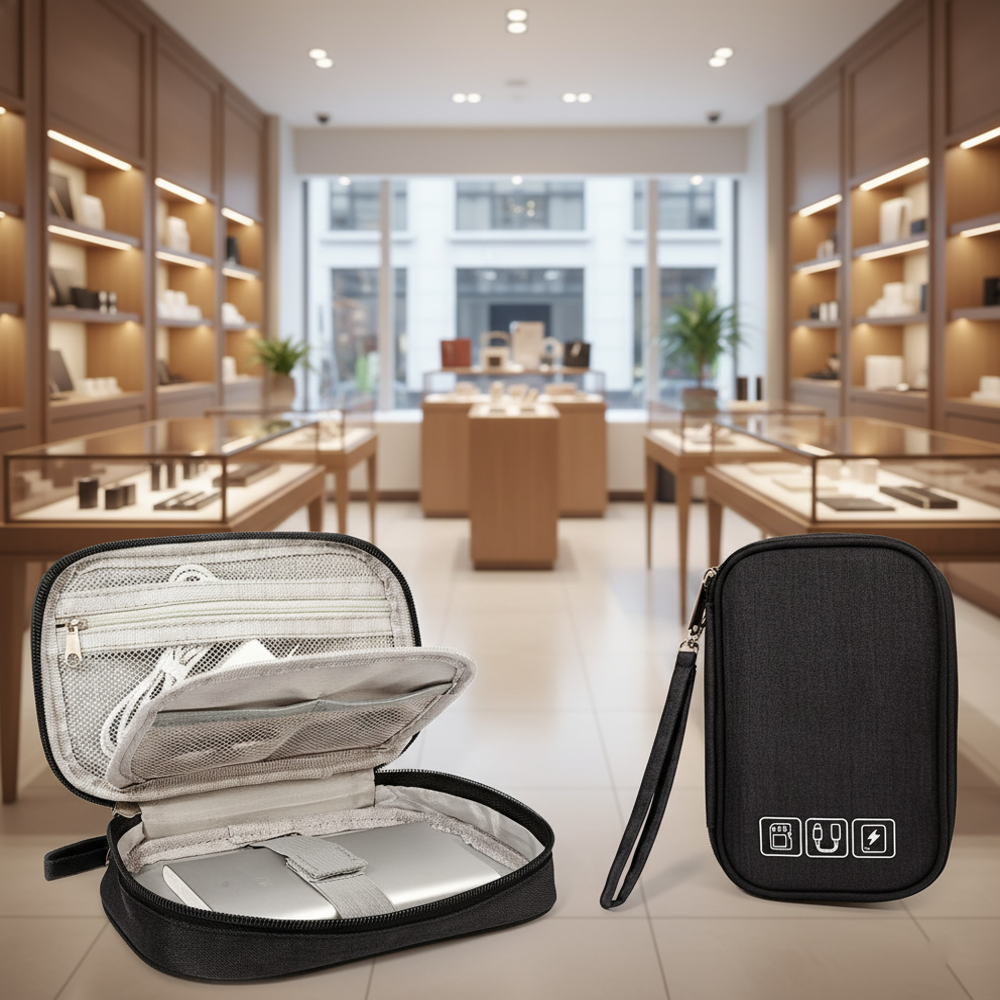 Travel Cable Organizer Bag Very Small - Color: Black / Grey / Navy Blue