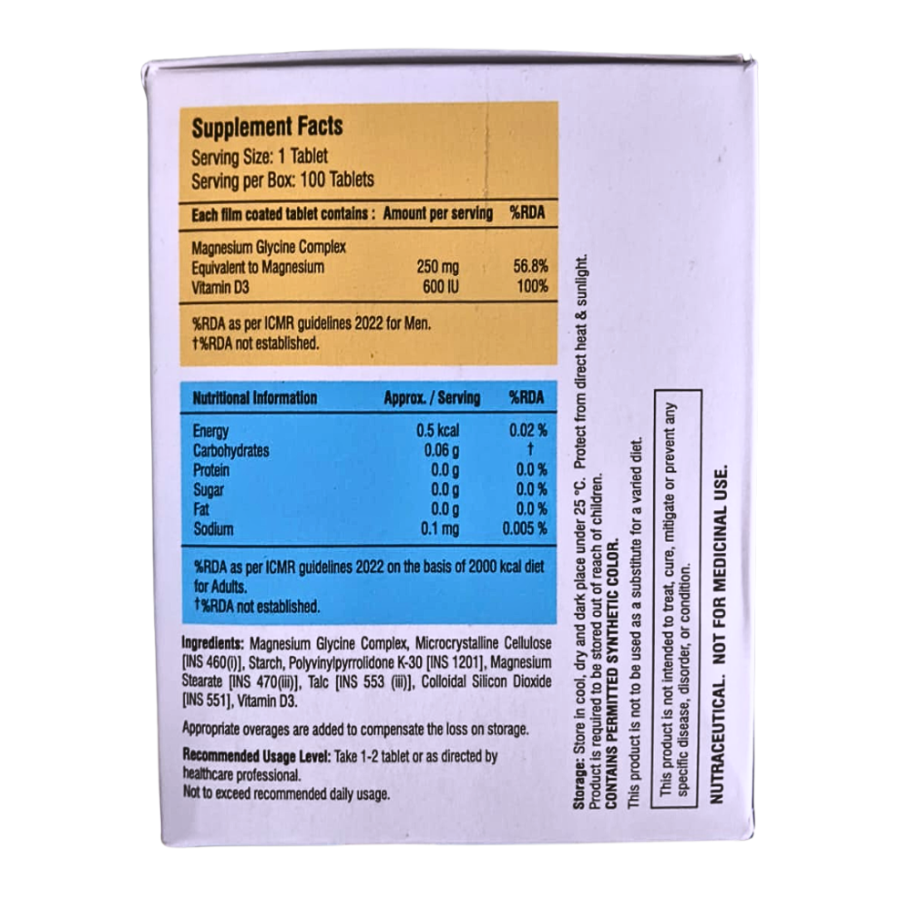 Magnesium Glycine Complex & Vitamin D3 Tablets
