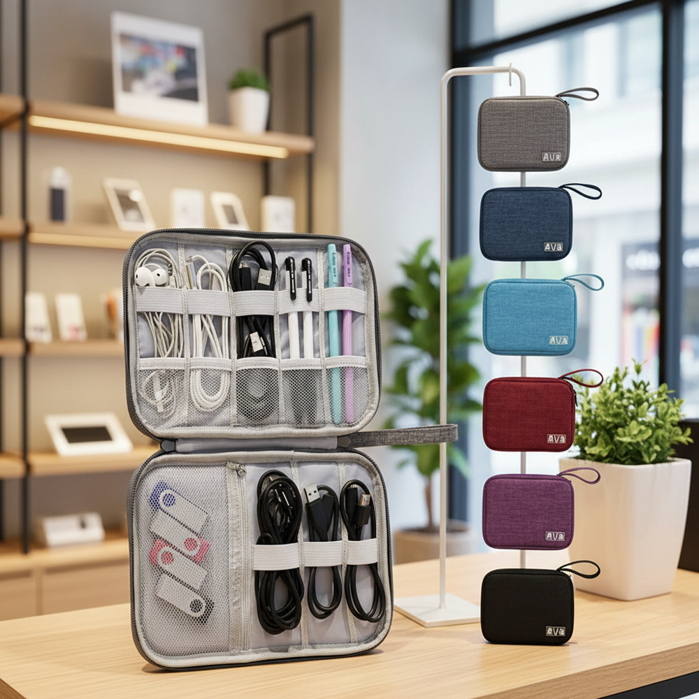 Travel Universal Cable Organizer Electronics Storage Bag Accessories Cases (small) - Color: Black / Grey / Navy Blue