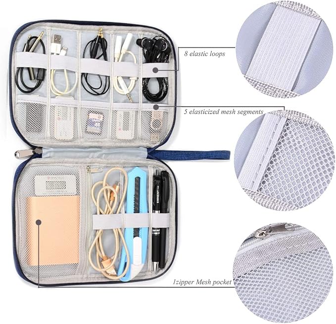 Travel Universal Cable Organizer Electronics Storage Bag Accessories Cases (Small)