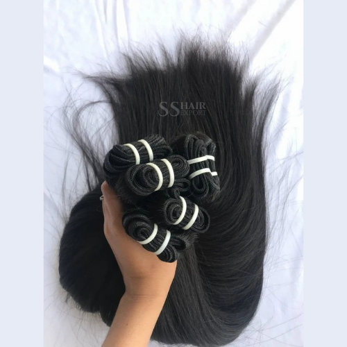 Straight Human Hair Bundles Weaves Sew In Weft Extensions Indian