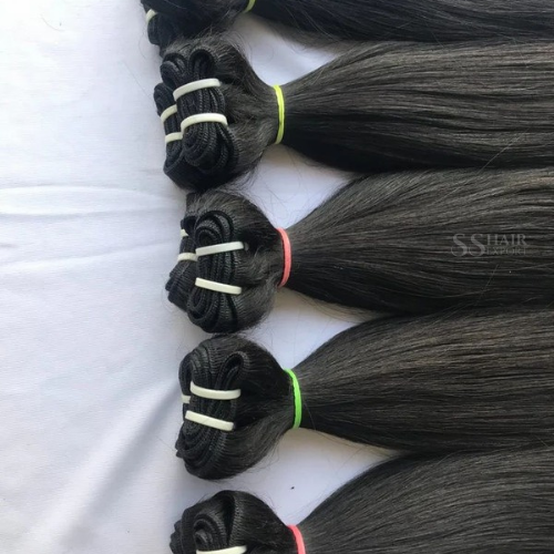 Straight Human Hair Bundles Weaves Sew In Weft Extensions Indian Hair