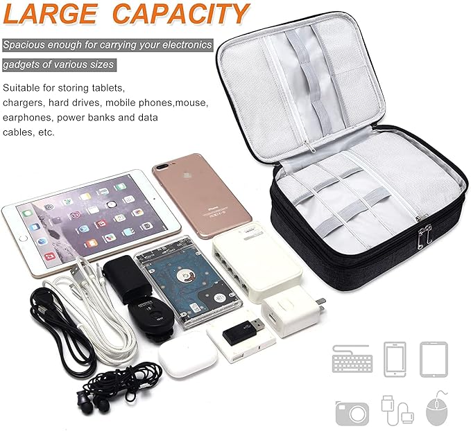 Travel Accessories Bag Waterproof Double Layer Electronics Organizer Portable Storage Case