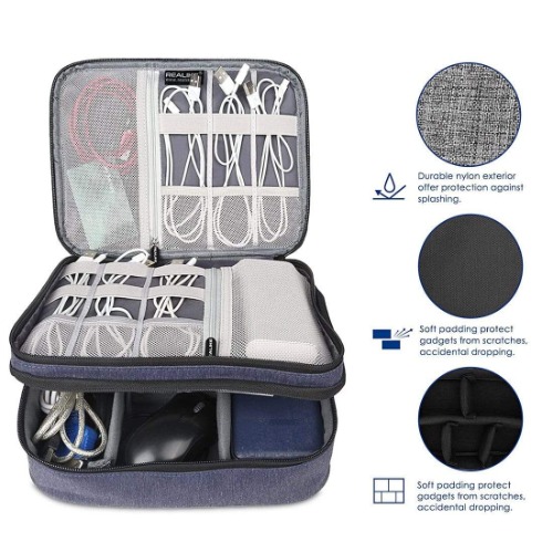 Travel Accessories Bag Waterproof Double Layer Electronics Organizer Portable Storage Case