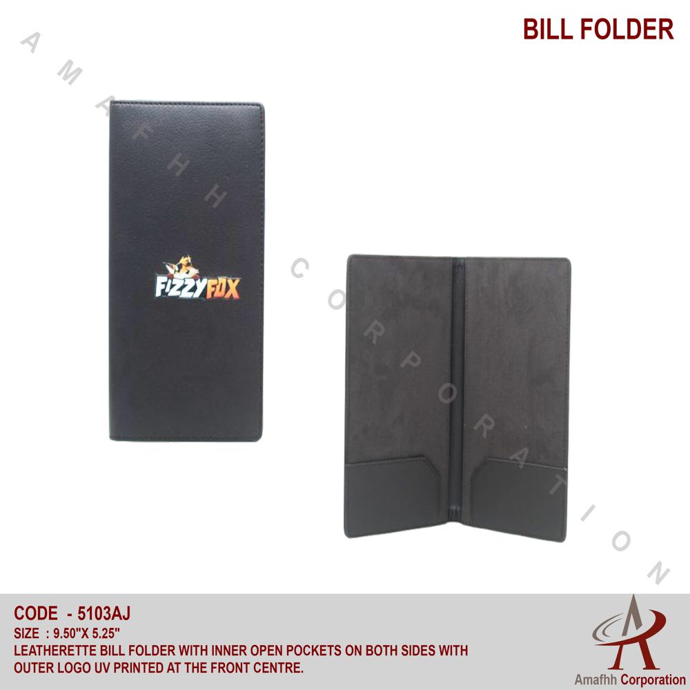 Leatherette Bill Folder - Color: Black
