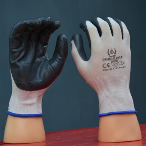 Pgi1103 White On Grey Nitrile Coated Hand Gloves - Color: Multi Colour