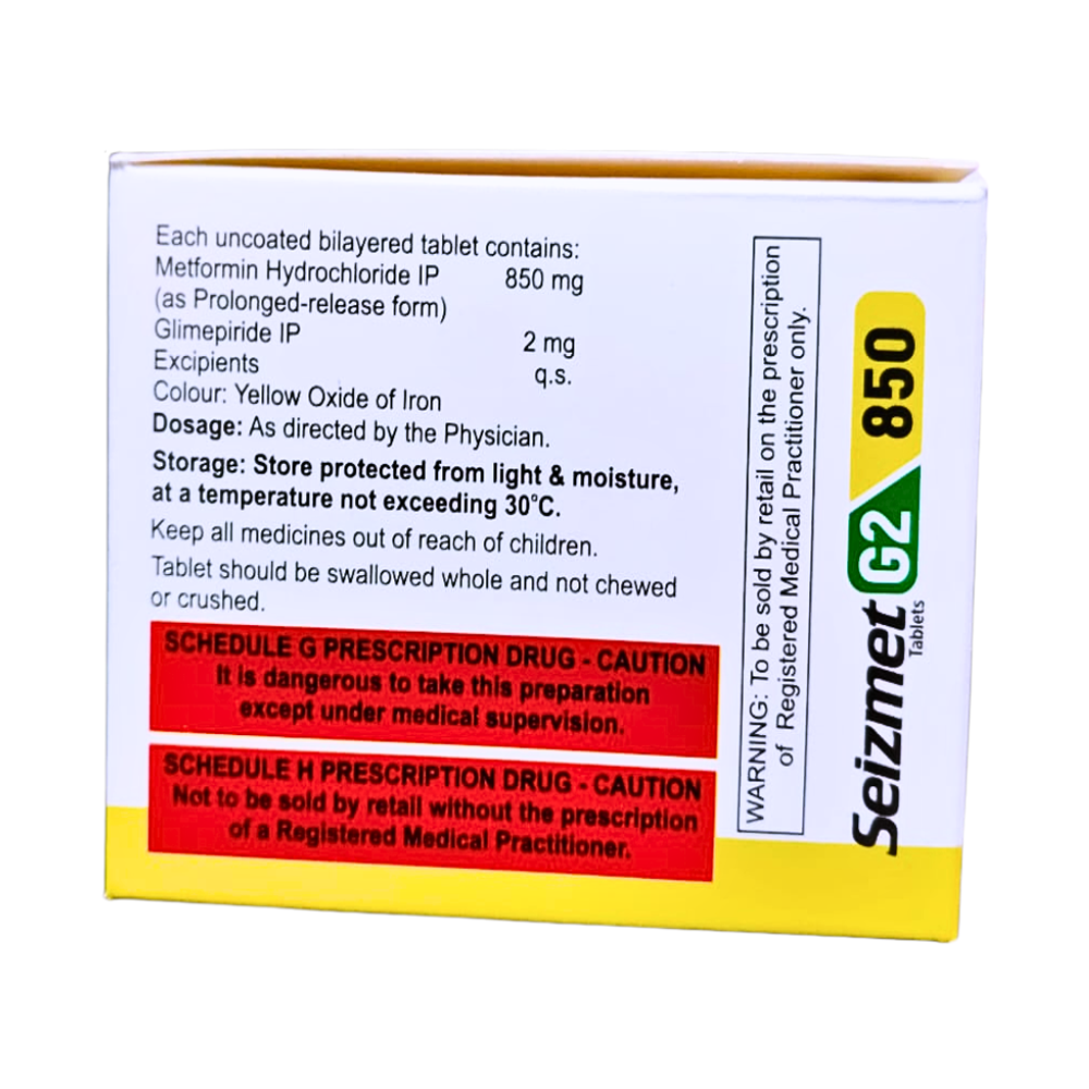 Metformin Hydrochloride Prolonged-release 850 mg and Glimepiride IP 2 mg Tablets