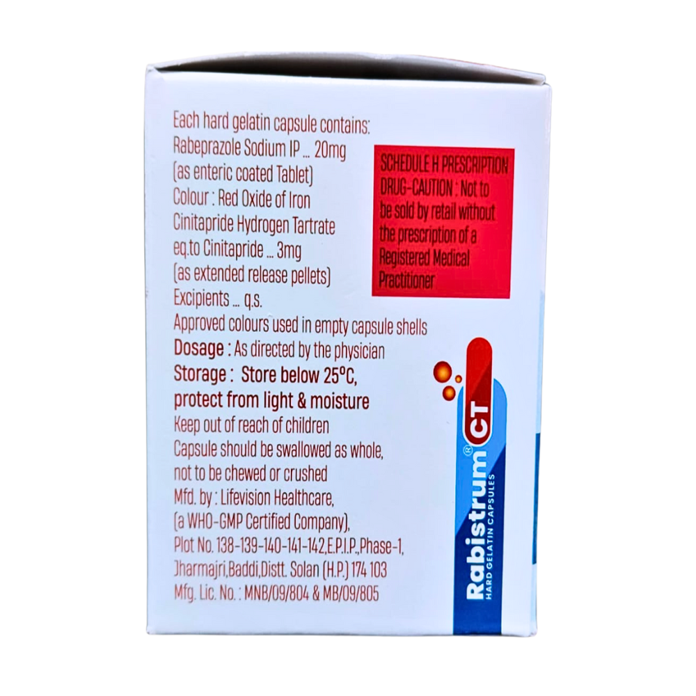 Rabeprazole Sodium (EC) 20 mg and Cinitapride (ER) 3 mg Capsules