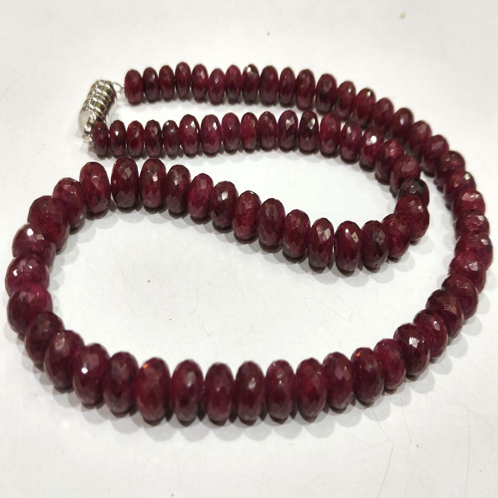 Natural Ruby Corundum Rondelle Faceted 7 t0 9 mm Beads Necklace With Magnetic Clasp Choose Length