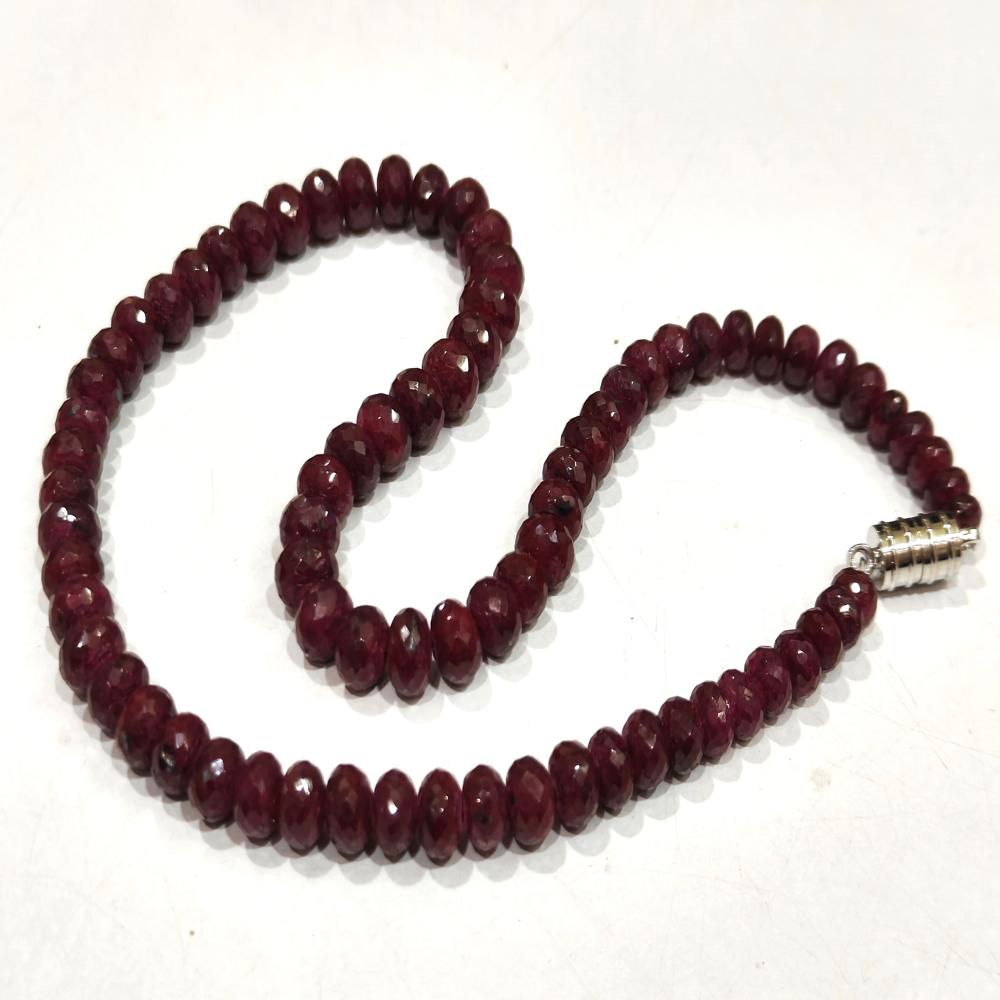 Natural Ruby Corundum Rondelle Faceted 7 t0 9 mm Beads Necklace With Magnetic Clasp Choose Length