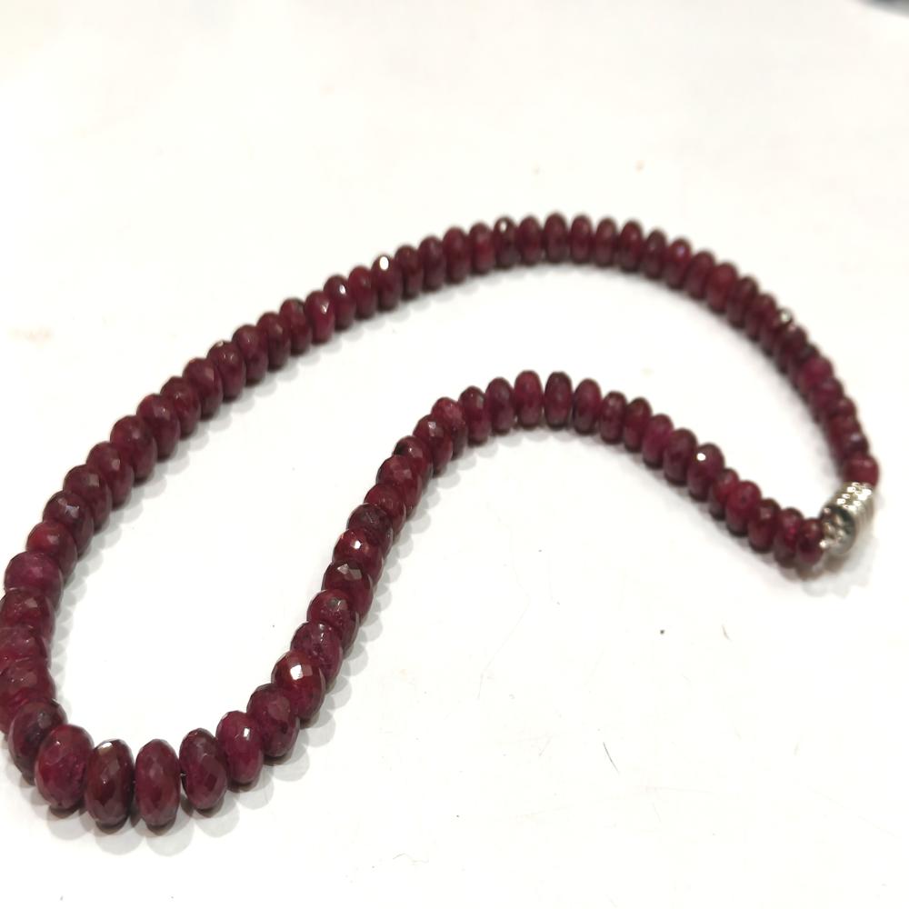 Natural Ruby Corundum Rondelle Faceted 7 t0 9 mm Beads Necklace With Magnetic Clasp Choose Length