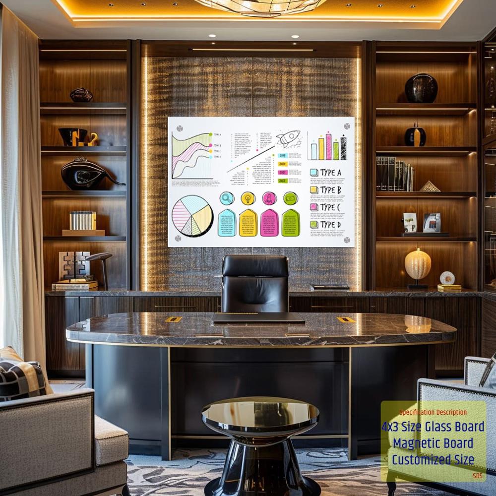 Magnetic Glass Writing Board Mellon Yellow - Tempered Glass, Customizable Size, Clear Surface | Stain-resistant, Magnetic, Easy To Clean, Sleek Design