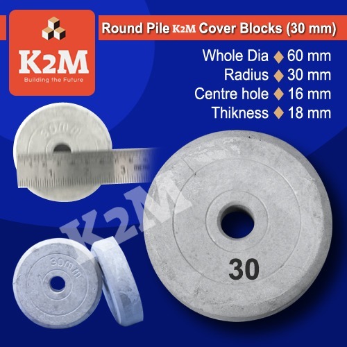 30 Mm Round Pile Cover Blocks-with Scale