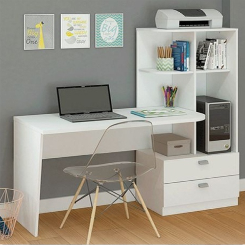 Computer Table With Shelves - Color: Brown