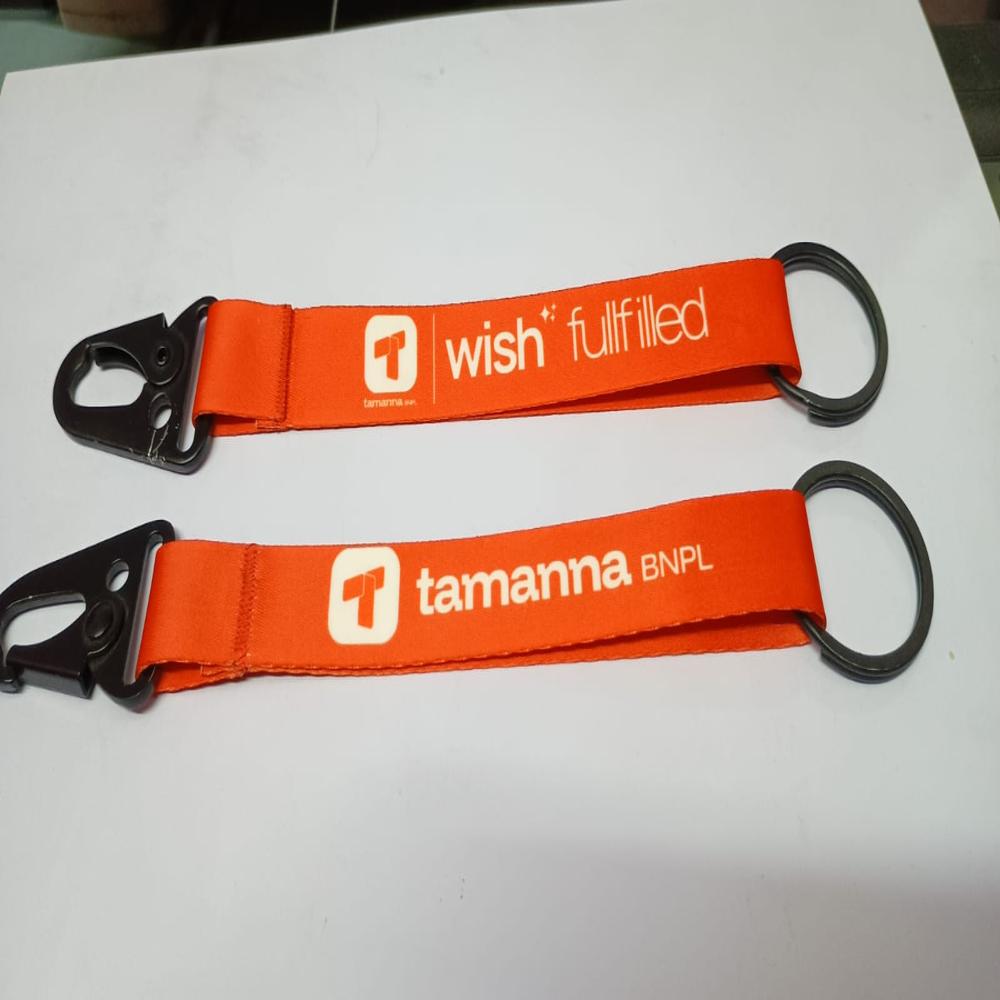 Satin Keychain with Carabiner with Flat Challa